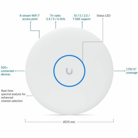 Ubiquiti U7 Pro U7 Pro XGS Tri Band Wi-Fi 7 IEEE 802.11n/ac/ax/be/v/r/k 8.60 Gbit/s Wireless Access Point