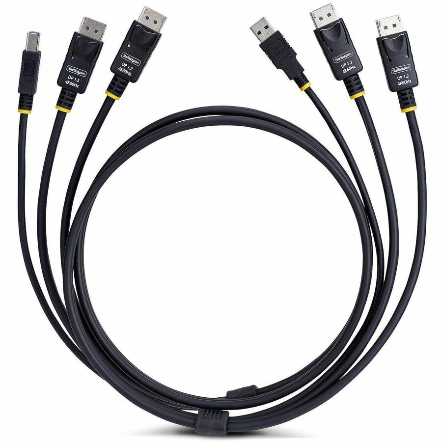 StarTech.com 6ft (1.8m) Dual-DisplayPort and USB 5Gbps KVM Cable, Up to 4K 60Hz, DP and USB Combo Cable for KVM Switch