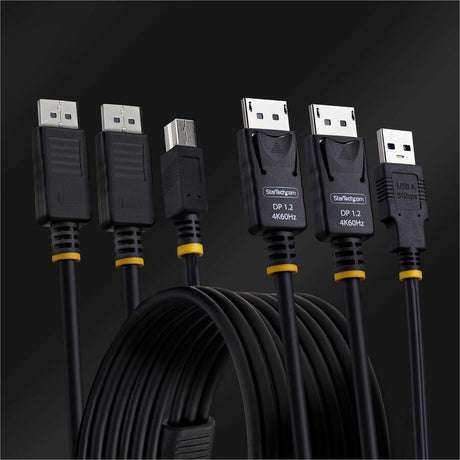 StarTech.com 6ft (1.8m) Dual-DisplayPort and USB 5Gbps KVM Cable, Up to 4K 60Hz, DP and USB Combo Cable for KVM Switch