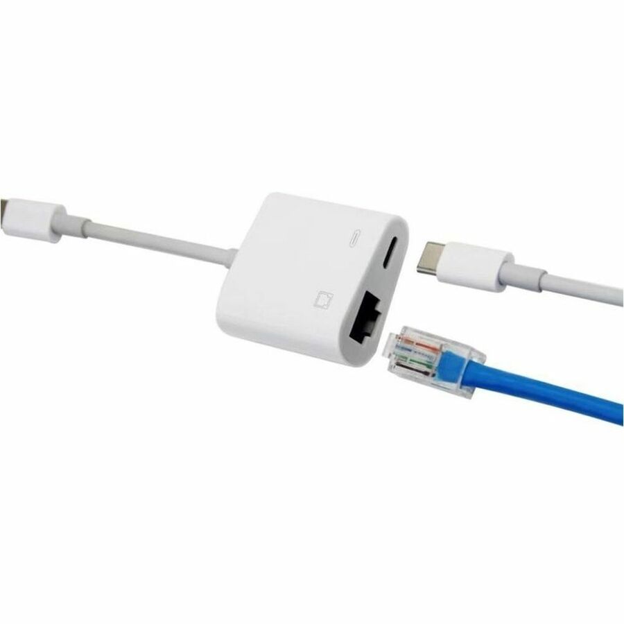 4XEM 2-in-1 8-pin Lightning to RJ-45 Ethernet and USB-C Adapter - MFi Certified