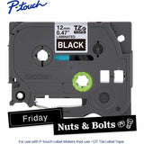 .5" White Print on Blk label