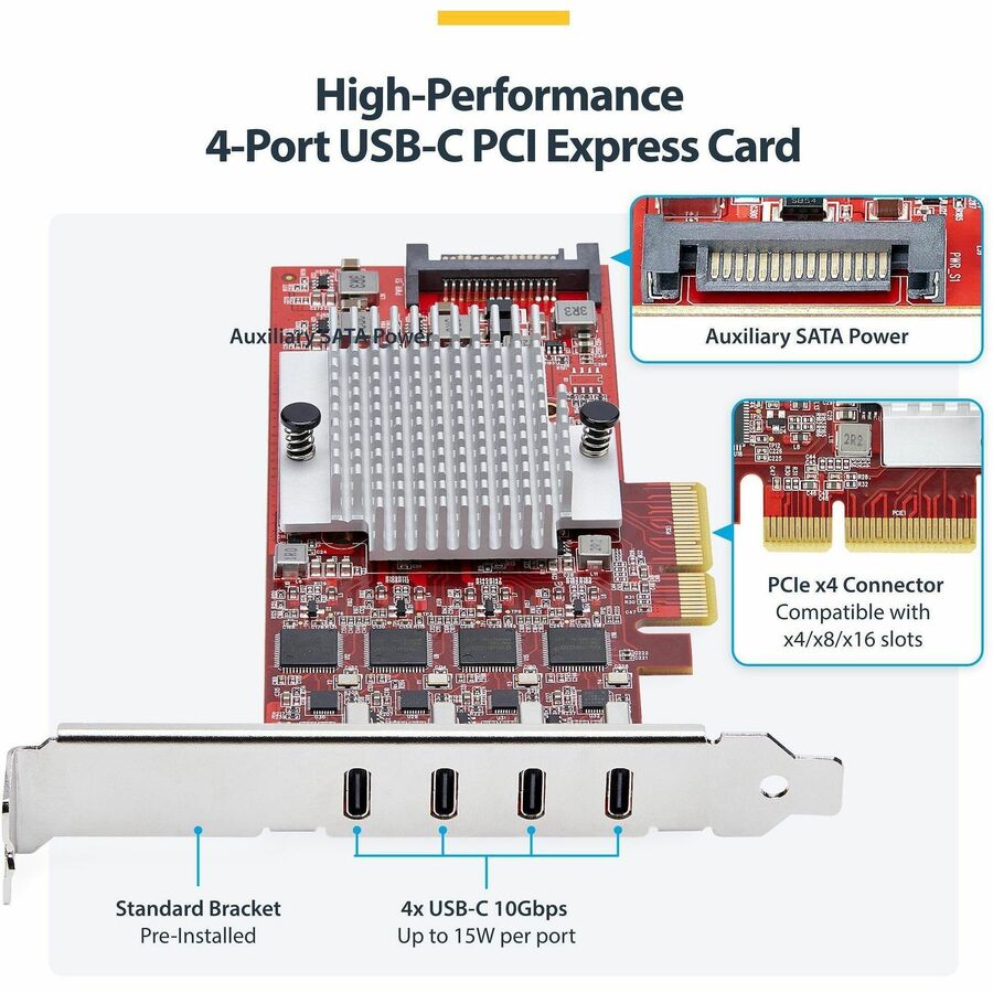 4-Port USB-C 10Gb PCIe Card