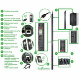 APC NetShelter Rack PDU, Switched, 0U, 5.0kW 200V and 208V 30A, (21) C13/C15 and (3) C19/C21 outlets