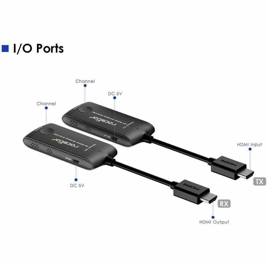 Rocstor TrueReach Mini Portable HDMI over Wireless Extender 4K@60Hz 65ft (20M)