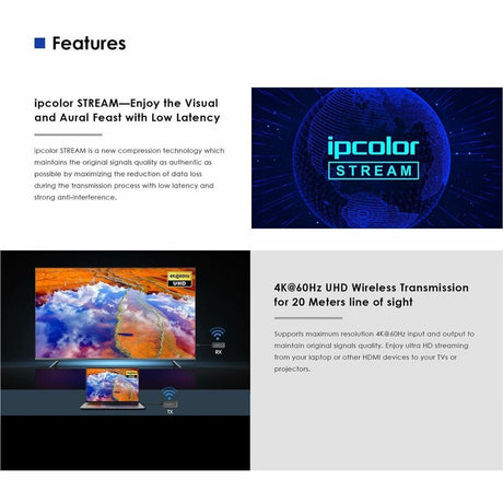 Rocstor TrueReach Mini Portable HDMI over Wireless Extender 4K@60Hz 65ft (20M)