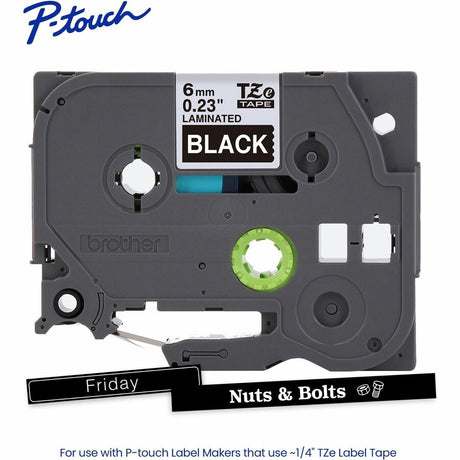 1/4" Wht on Blk Label Tape