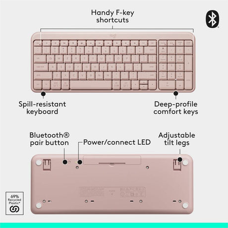 Logitech MK250 Bluetooth Wireless Mouse and Keyboard Combo: Fast & Easy Connectivity, Compact Wireless Keyboard, Ambidextrous Mouse (Graphite)