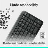 Logitech K250 Bluetooth Keyboard with Numpad, Easy Connectivity, Compact Wireless Keyboard made with Recycled Plastic, Spill-Resistant, comfortable Keys (Graphite)