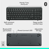 Logitech K250 Bluetooth Keyboard with Numpad, Easy Connectivity, Compact Wireless Keyboard made with Recycled Plastic, Spill-Resistant, comfortable Keys (Graphite)