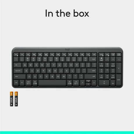 Logitech K250 Bluetooth Keyboard with Numpad, Easy Connectivity, Compact Wireless Keyboard made with Recycled Plastic, Spill-Resistant, comfortable Keys (Graphite)