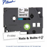 Brother Genuine P-touch TZe241 BK on WHT Label Tape, Laminated, 18mmX8m