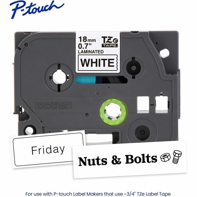 Brother Genuine P-touch TZe241 BK on WHT Label Tape, Laminated, 18mmX8m