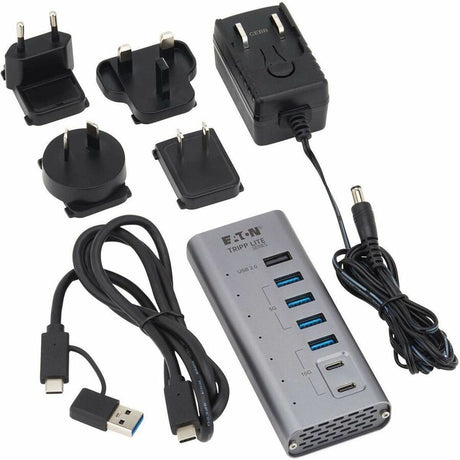 Eaton Tripp Lite Series 7-Port USB-C Hub - USB 3.2 Gen 1 and USB 3.2 Gen 2, 5 USB-A and 2 USB-C Ports, Gray