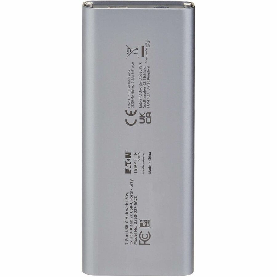 Eaton Tripp Lite Series 7-Port USB-C Hub - USB 3.2 Gen 1 and USB 3.2 Gen 2, 5 USB-A and 2 USB-C Ports, Gray