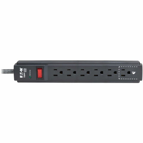 Eaton Tripp Lite Series Protect It! 6-Outlet Surge Protector - 5-15R Outlets, 1500 Joules, 25 ft. (7.6 m) Braided Cord, Black