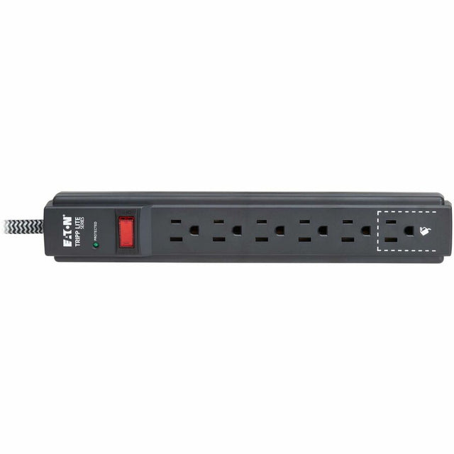 Eaton Tripp Lite Series Protect It! 6-Outlet Surge Protector - 5-15R Outlets, 1500 Joules, 25 ft. (7.6 m) Braided Cord, Black
