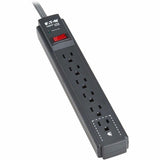 Eaton Tripp Lite Series Protect It! 6-Outlet Surge Protector - 5-15R Outlets, 1500 Joules, 25 ft. (7.6 m) Braided Cord, Black