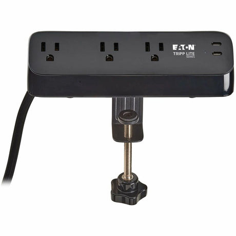 Eaton Tripp Lite Series Protect It! 3-Outlet Surge Protector with 2 USB-C Ports - 5-15R Outlets, 900 Joules, 30W PD Charging, Desk Clamp, 10 ft. (3 m) Braided Cord, Black