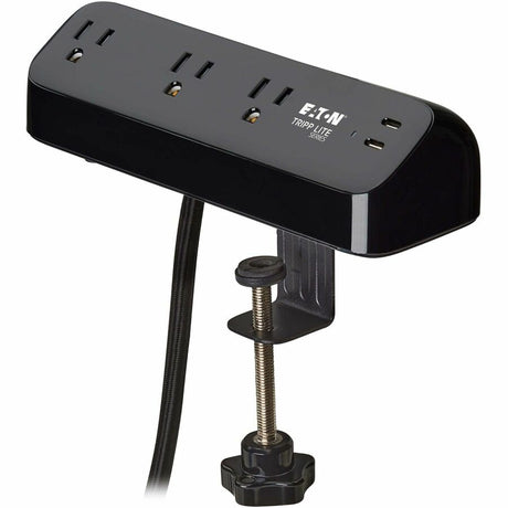 Eaton Tripp Lite Series Protect It! 3-Outlet Surge Protector with 2 USB-C Ports - 5-15R Outlets, 900 Joules, 30W PD Charging, Desk Clamp, 10 ft. (3 m) Braided Cord, Black