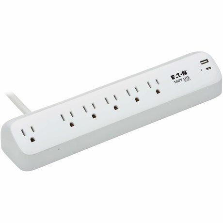 Eaton Tripp Lite Series Protect It! 6-Outlet Surge Protector with USB-A and USB-C Charging Ports - 5-15R Outlets, 900 Joules, Desk Clamp, 6 ft. (1.8 m) Cord, White