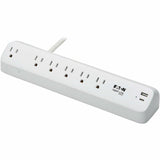 Eaton Tripp Lite Series Protect It! 6-Outlet Surge Protector with USB-A and USB-C Charging Ports - 5-15R Outlets, 900 Joules, Desk Clamp, 6 ft. (1.8 m) Cord, White