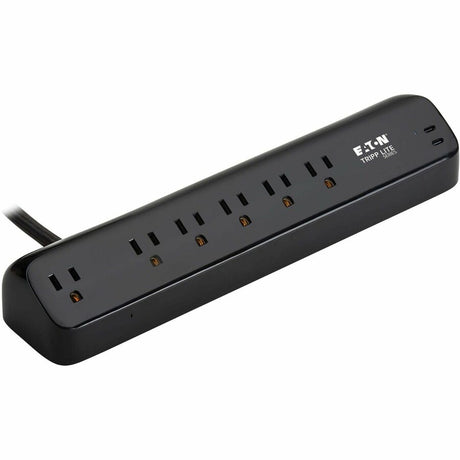 Eaton Tripp Lite Series Protect It! 6-Outlet Surge Protector with 2 USB-C Ports - 5-15R Outlets, 900 Joules, 30W PD Charging, Desk Clamp, 10 ft. (3 m) Braided Cord, Black