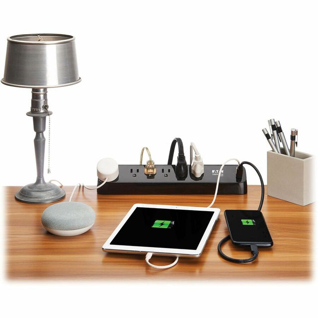 Eaton Tripp Lite Series Protect It! 6-Outlet Surge Protector with 2 USB-C Ports - 5-15R Outlets, 900 Joules, 30W PD Charging, Desk Clamp, 10 ft. (3 m) Braided Cord, Black
