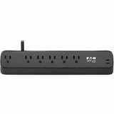 Eaton Tripp Lite Series Protect It! 6-Outlet Surge Protector with 2 USB-C Ports - 5-15R Outlets, 900 Joules, 30W PD Charging, Desk Clamp, 10 ft. (3 m) Braided Cord, Black