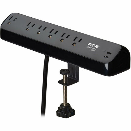 Eaton Tripp Lite Series Protect It! 6-Outlet Surge Protector with 2 USB-C Ports - 5-15R Outlets, 900 Joules, 30W PD Charging, Desk Clamp, 10 ft. (3 m) Braided Cord, Black