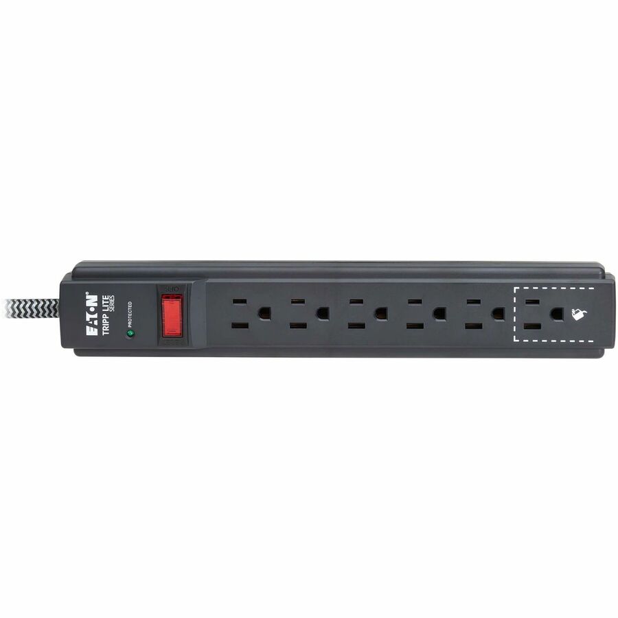 Eaton Tripp Lite Series Protect It! 6-Outlet Surge Protector - 5-15R Outlets, 1200 Joules, 20 ft. (6.1 m) Braided Cord, Black