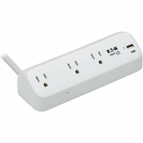 Eaton Tripp Lite Series Protect It! 3-Outlet Surge Protector with USB-A and USB-C Ports - 5-15R Outlets, 900 Joules, 20W PD Charging, Desk Clamp, 8 ft. (2.4 m) Braided Cord, White