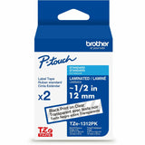 Brother Genuine P-touch TZe1312PK BK on CLR Label Tapes, Laminated, 12mmX8m each