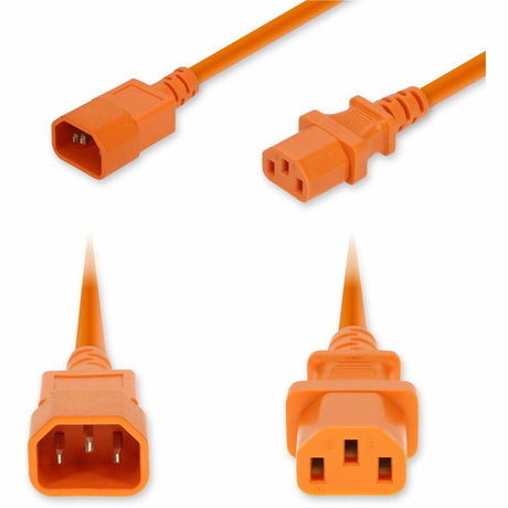 AddOn 5ft C14 Male to C13 Female Standard Commercial 18 AWG 250V at 10A PVC SJT (Service Junior Thermoplastic) Orange Power Cable