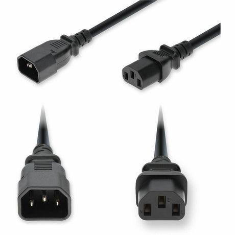 AddOn 8ft C14 Male to C13 Female Standard Commercial 18 AWG 250V at 10A PVC SJT (Service Junior Thermoplastic) Black Power Cable