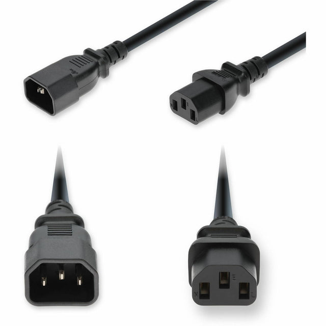 AddOn 8ft C14 Male to C13 Female Standard Commercial 18 AWG 250V at 10A PVC SJT (Service Junior Thermoplastic) Black Power Cable