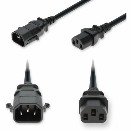 AddOn 8ft C14 Male to C13 Female P-Lock Compatible Standard Commercial 18 AWG 250V at 10A PVC SJT (Service Junior Thermoplastic) Black Power Cable