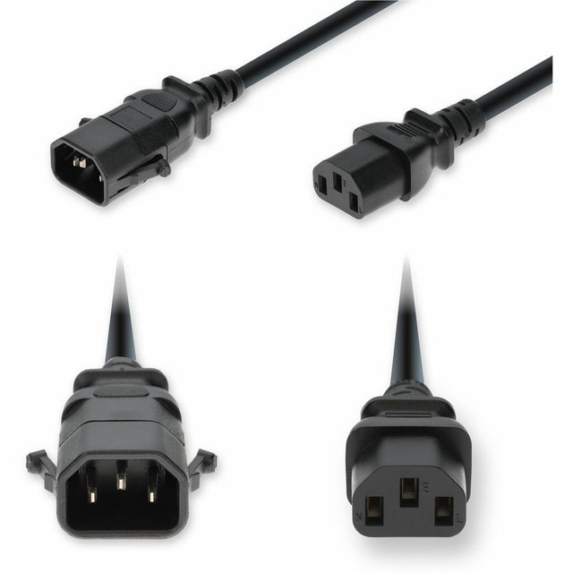 AddOn 8ft C14 Male to C13 Female P-Lock Compatible Standard Commercial 18 AWG 250V at 10A PVC SJT (Service Junior Thermoplastic) Black Power Cable
