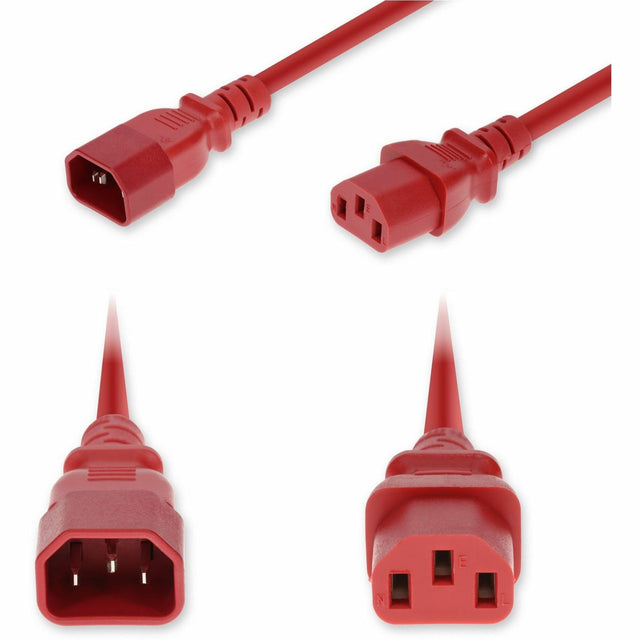 AddOn 5ft C14 Male to C13 Female Standard Commercial 18 AWG 250V at 10A PVC SJT (Service Junior Thermoplastic) Red Power Cable