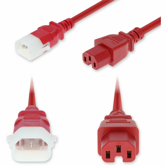 AddOn 6ft C14 Male to C15 Female P-Lock Compatible High-Temperature 14 AWG 250V at 15A PVC SJT (Service Junior Thermoplastic) Red Power Cable
