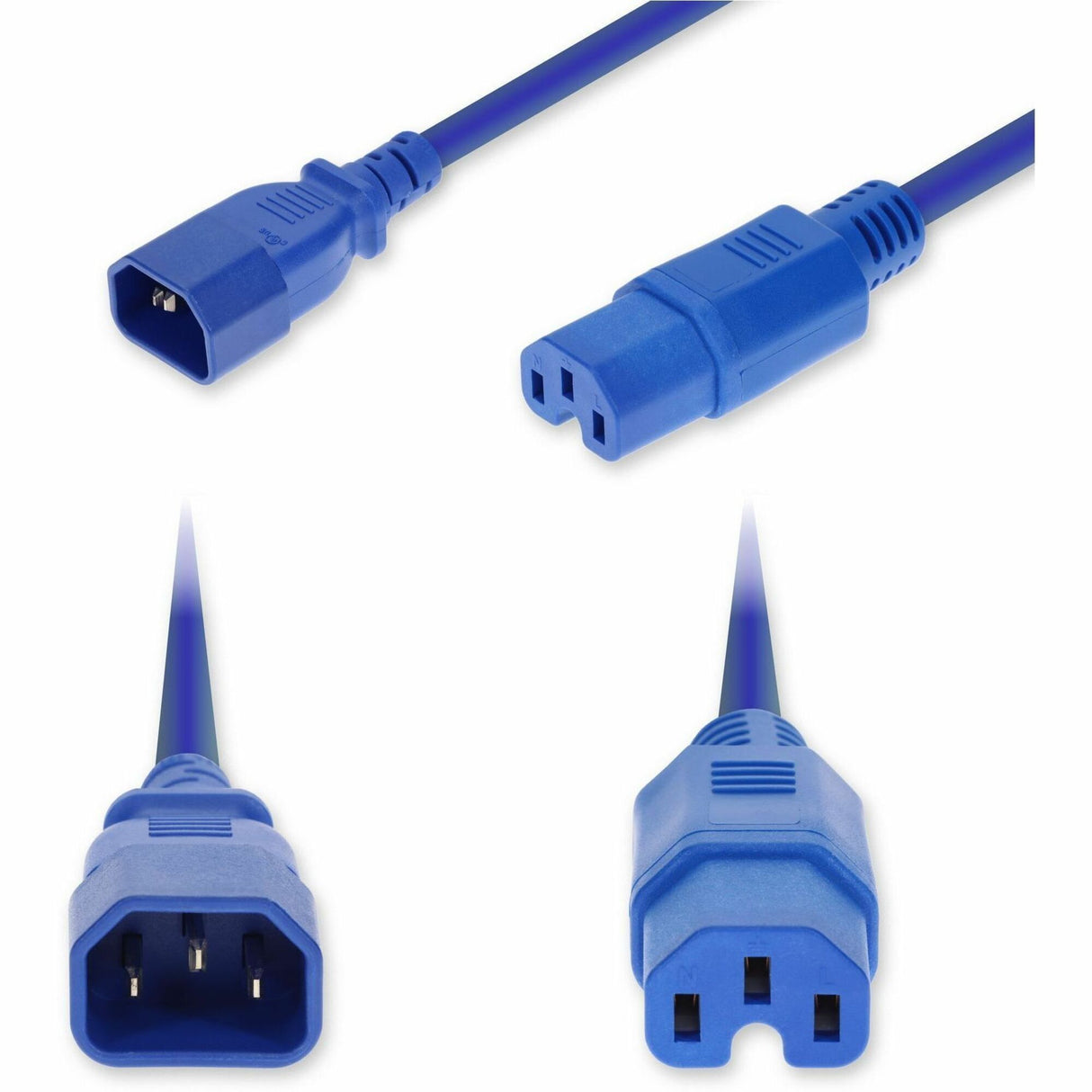 AddOn 6ft C14 Male to C15 Female High-Temperature 14 AWG 250V at 15A PVC SJT (Service Junior Thermoplastic) Blue Power Cable
