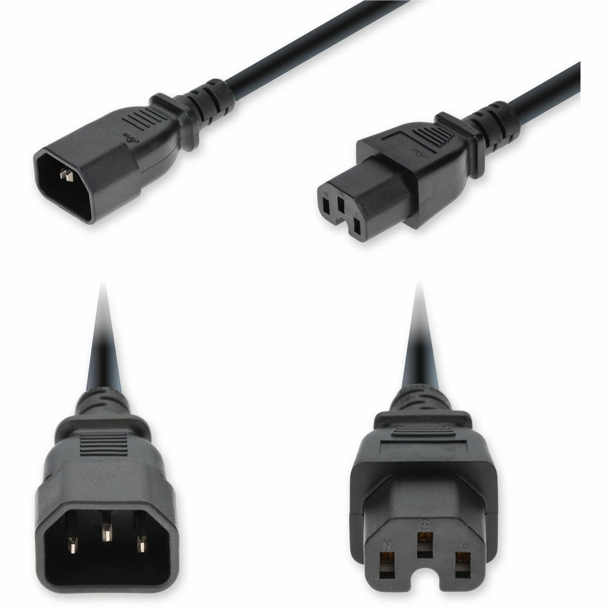 AddOn 6ft C14 Male to C15 Female High-Temperature 14 AWG 250V at 15A PVC SJT (Service Junior Thermoplastic) Black Power Cable