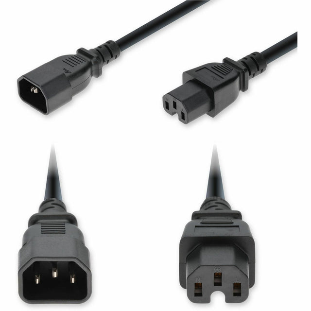 AddOn 6ft C14 Male to C15 Female High-Temperature 14 AWG 250V at 15A PVC SJT (Service Junior Thermoplastic) Black Power Cable