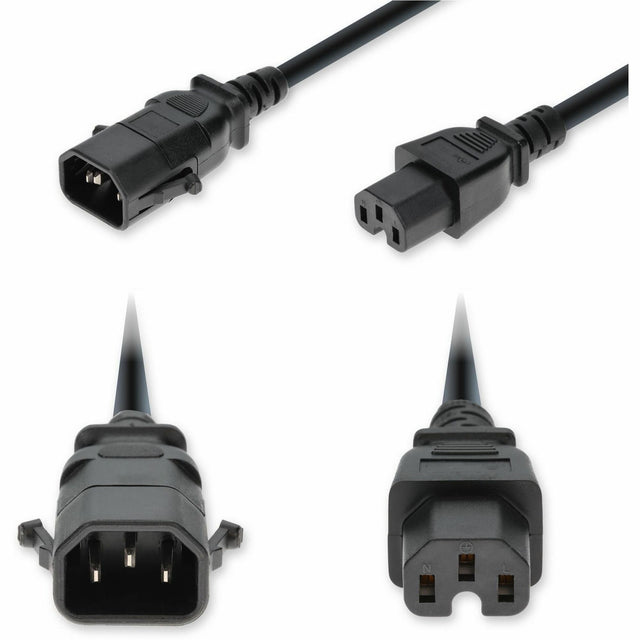 AddOn 8ft C14 Male to C15 Female P-Lock Compatible High-Temperature 14 AWG 250V at 15A PVC SJT (Service Junior Thermoplastic) Black Power Cable