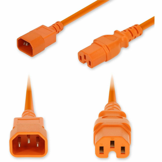 AddOn 6ft C14 Male to C15 Female High-Temperature 14 AWG 250V at 15A PVC SJT (Service Junior Thermoplastic) Orange Power Cable