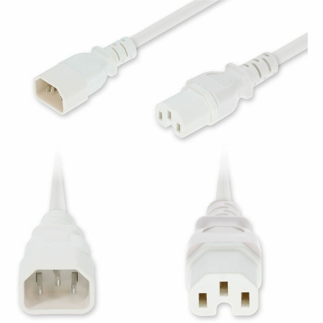 AddOn 6ft C14 Male to C15 Female High-Temperature 14 AWG 250V at 15A PVC SJT (Service Junior Thermoplastic) White Power Cable