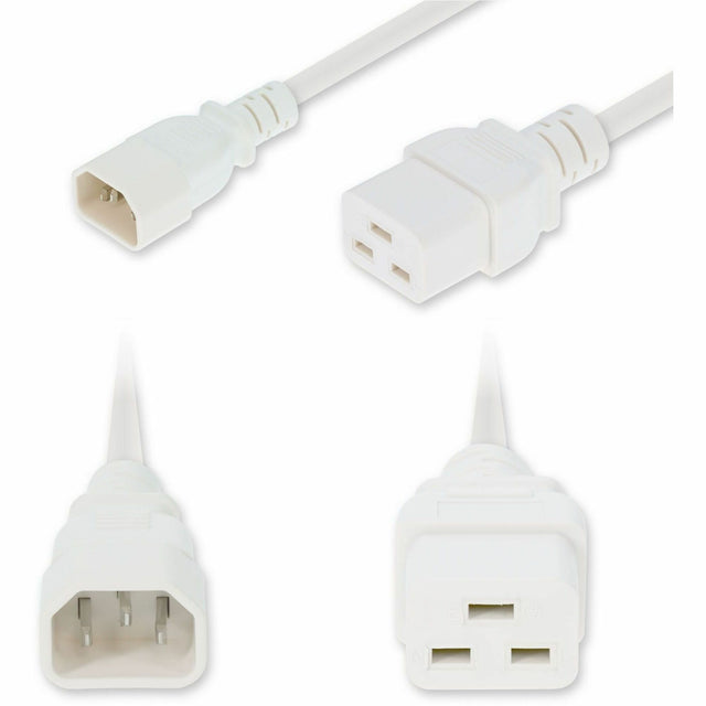 AddOn 6ft C14 Male to C19 Female Industrial Grade 14 AWG 250V at 15A PVC SJT (Service Junior Thermoplastic) White Power Cable