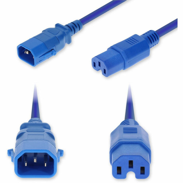 AddOn 6ft C14 Male to C15 Female P-Lock Compatible High-Temperature 14 AWG 250V at 15A PVC SJT (Service Junior Thermoplastic) Blue Power Cable