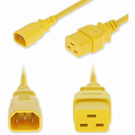 AddOn 8ft C14 Male to C19 Female Industrial Grade 14 AWG 250V at 15A PVC SJT (Service Junior Thermoplastic) Yellow Power Cable