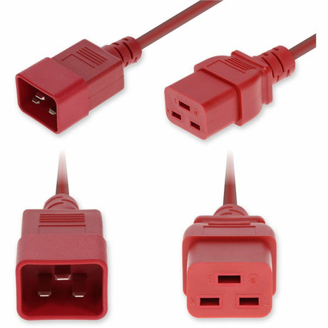 AddOn 8ft C20 Male to C19 Female P-Lock Compatible Industrial Grade 12 AWG 250V at 20A PVC SJT (Service Junior Thermoplastic) Red Power Cable