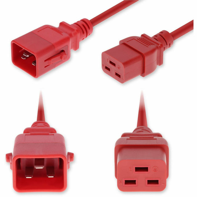 AddOn 5ft C20 Male to C19 Female P-Lock Compatible Industrial Grade 12 AWG 250V at 20A PVC SJT (Service Junior Thermoplastic) Red Power Cable